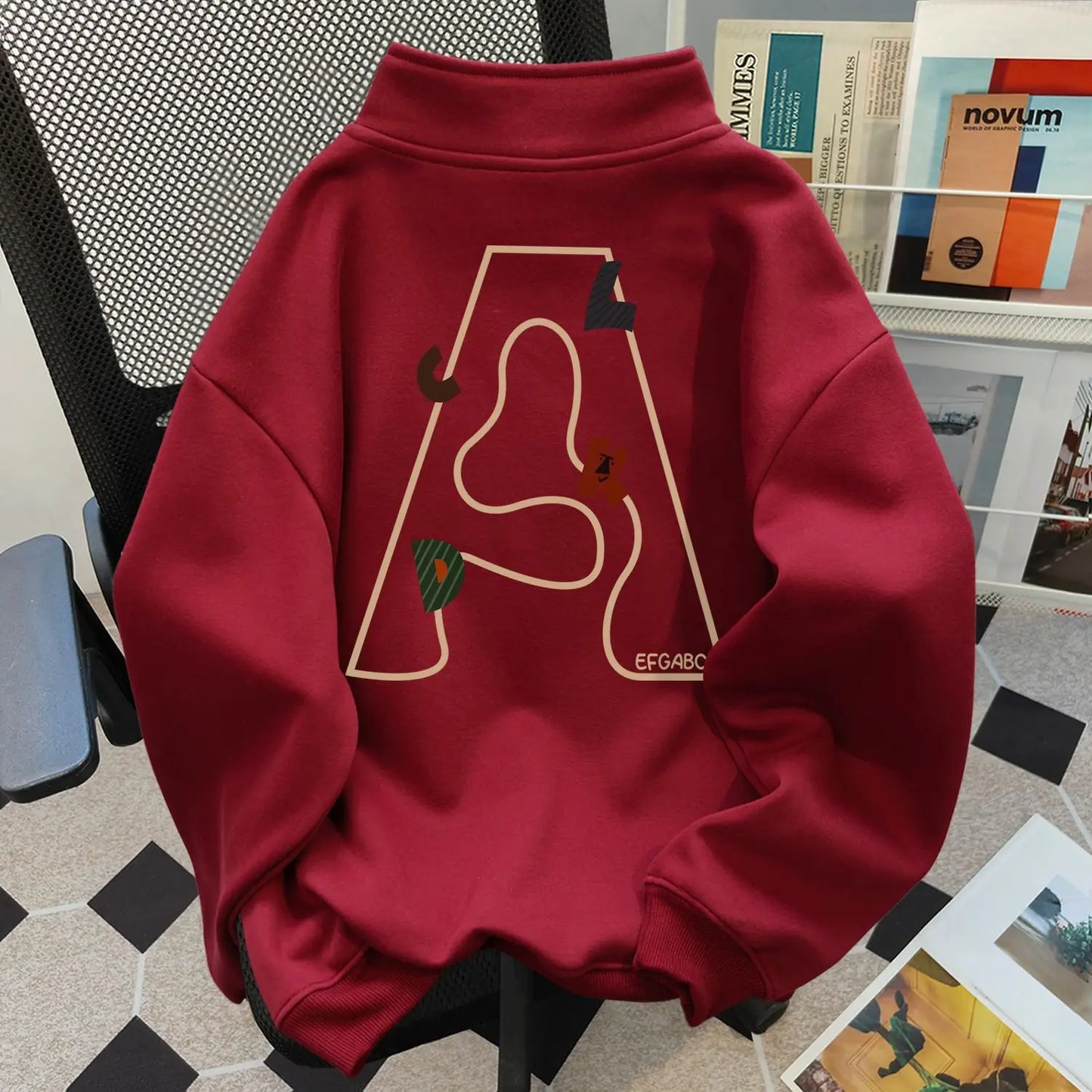 Men's American High Street Retro Half-Zip Polo Shirt Autumn Winter