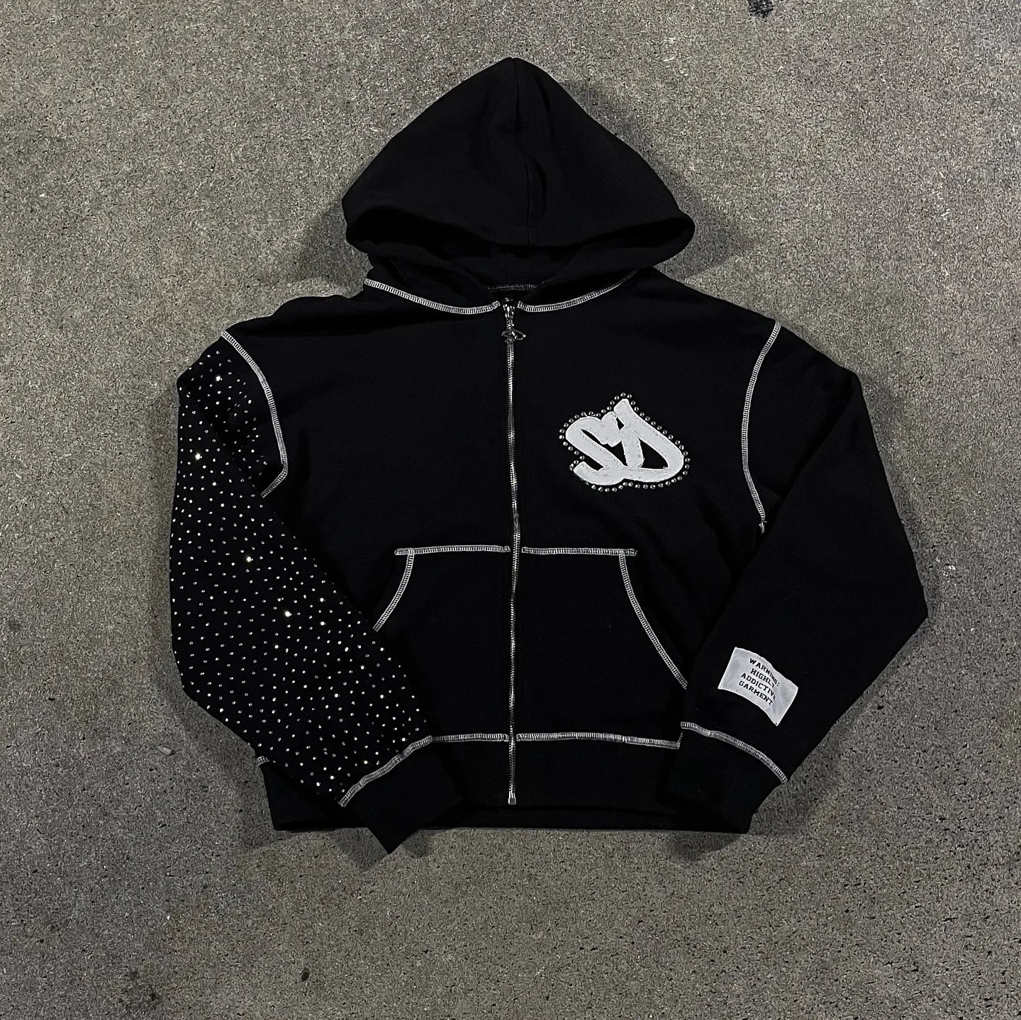 Men’s Gothic Flash Diamond Oversized Zipper Hoodie Harajuku Style