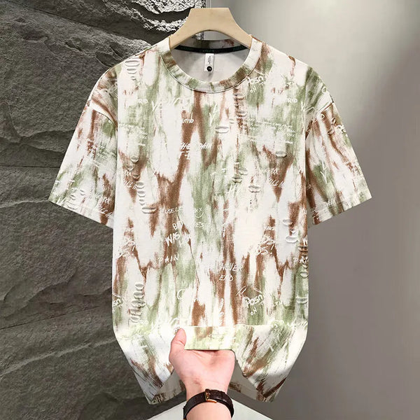 Mens Distressed Ripped T Shirt Oversized Crew Neck Streetwear