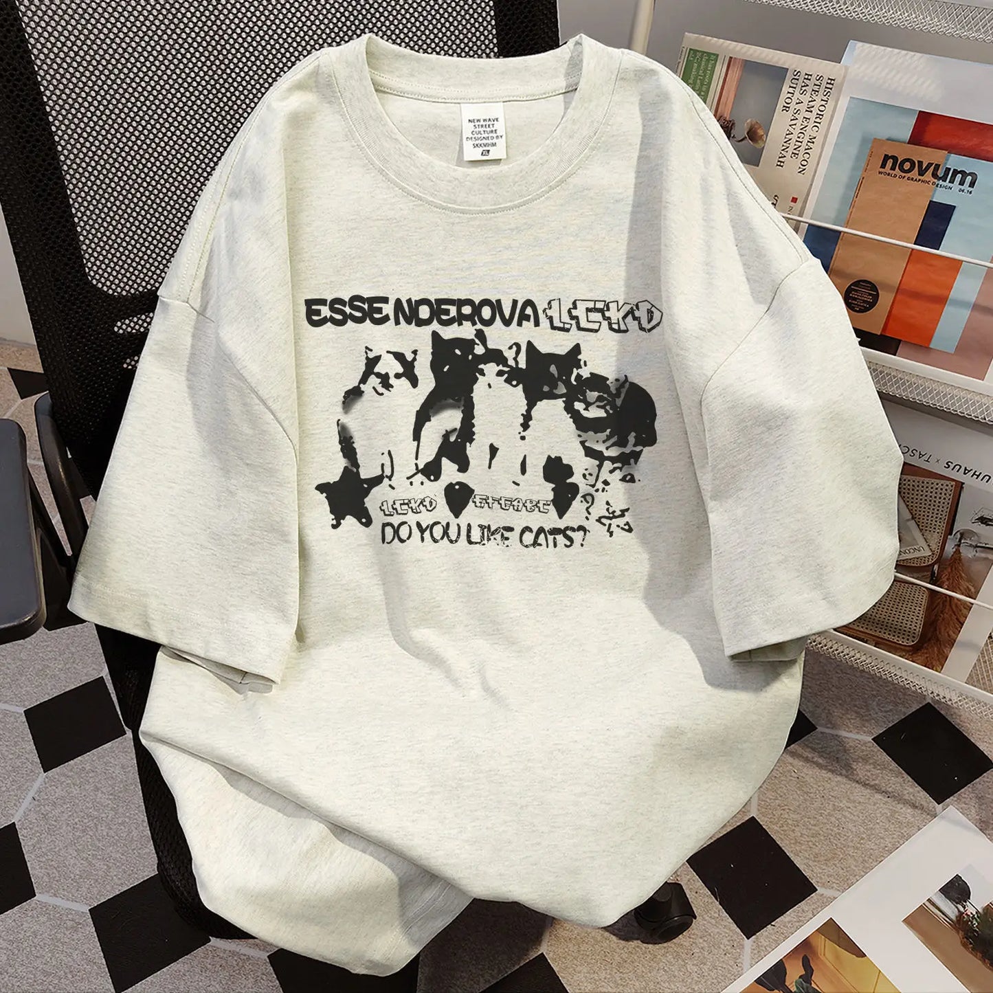 Women's Trendy Kitten Print Loose Casual Retro T-Shirt