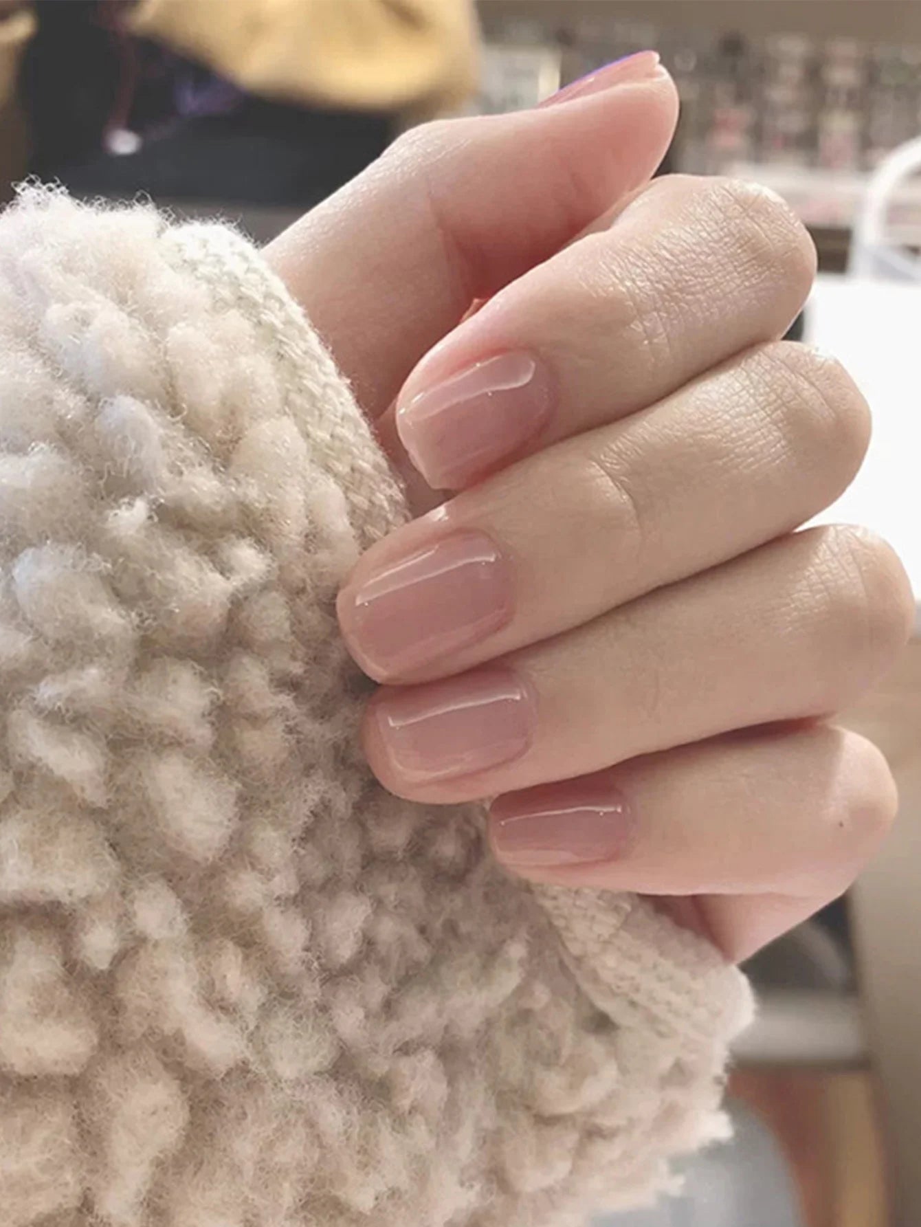 Nude Pink Square Press-on Nails for Daily DIY Manicure