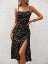 Summer Spaghetti Straps Polka Dot Slit Dress Women Boho Midi