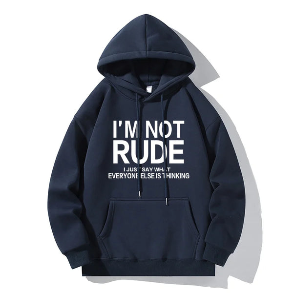 I'M NOT RUDE Letter Print Hoodie Casual Sweatshirt Youth Fashion Outdoor