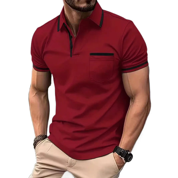 Polo Shirt Men's Short Sleeve Button Lapel Lightweight Turn-down Sport