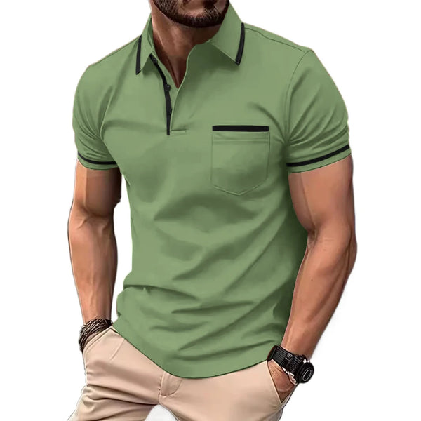Polo Shirt Men's Short Sleeve Button Lapel Lightweight Turn-down Sport