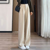 Womens Wool Pants High Waist Straight Leg Thickened Winter Trousers