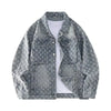 Mens Luxury Loose Jacket Cotton Water Washed Jacquard