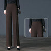 Womens High Waist Pants Elastic Straight Leg Casual Trousers Pockets
