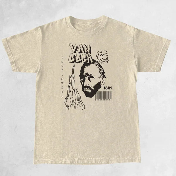 Sunflower Starry Night Tee Van Gogh Vintage Art Women T-Shirt