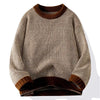 Mens Crew Neck Sweater Loose Fit Warm Layering Pullover Fall Winter