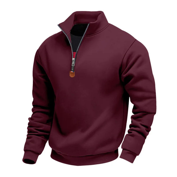 Men's Half Zip Fleece Sweatshirt - Stand Collar Pullover