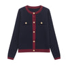 Women's Gold Button Knit Cardigan - Long Sleeve Sweater Coat