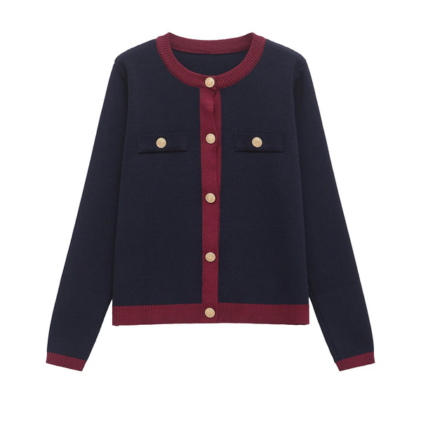 Women's Gold Button Knit Cardigan - Long Sleeve Sweater Coat