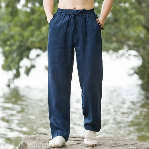 Men's Beach Pants JoggersStreetwear Cotton Linen Sweatpants Casual