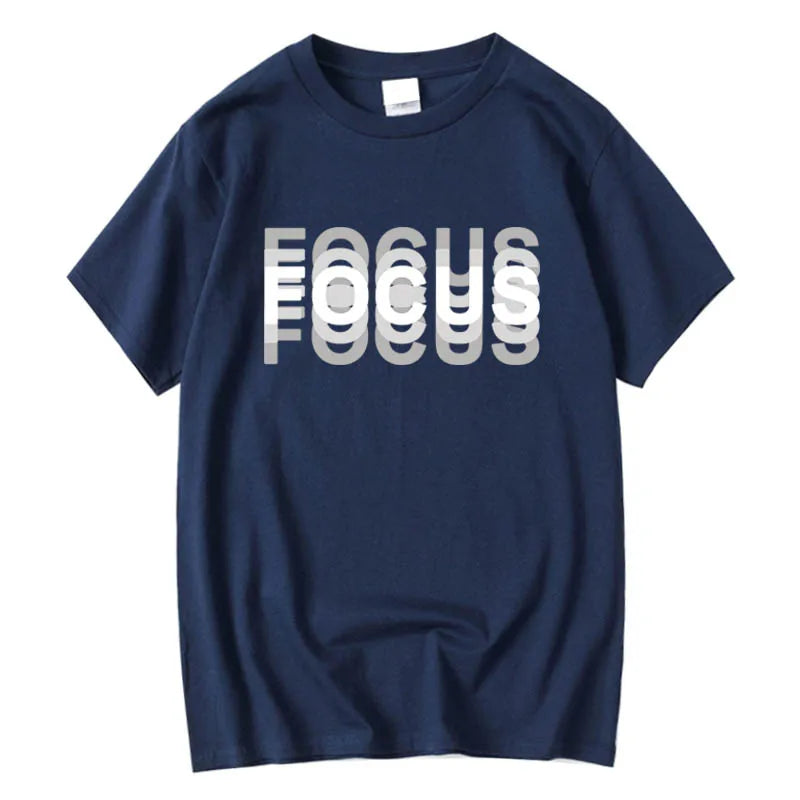 Summer Cotton High Quality Casual Funny Round Neck Short Sleeved Focue T-shirt