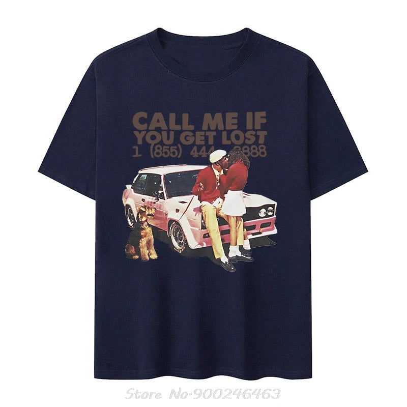 Funny Call Me If You Get Lost T-Shirt Retro Hip Hop Oversized Tee