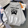 "I Don’t Give a Meow" Black Cat Hoodie Women Gothic