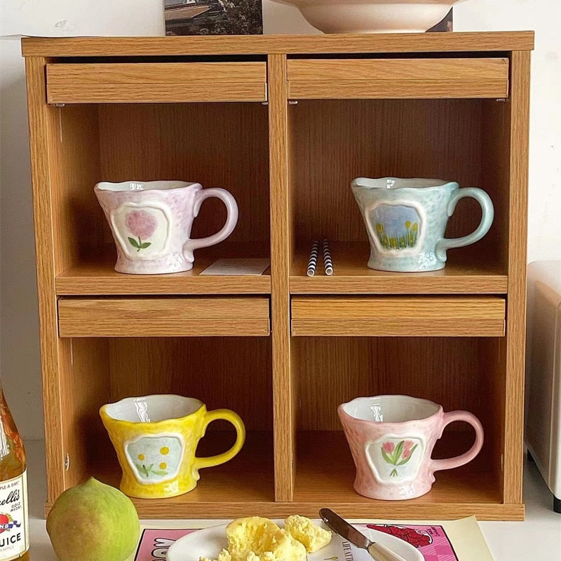 Mug Vintage Heat-resistant Mug Cup Flower Ceramic