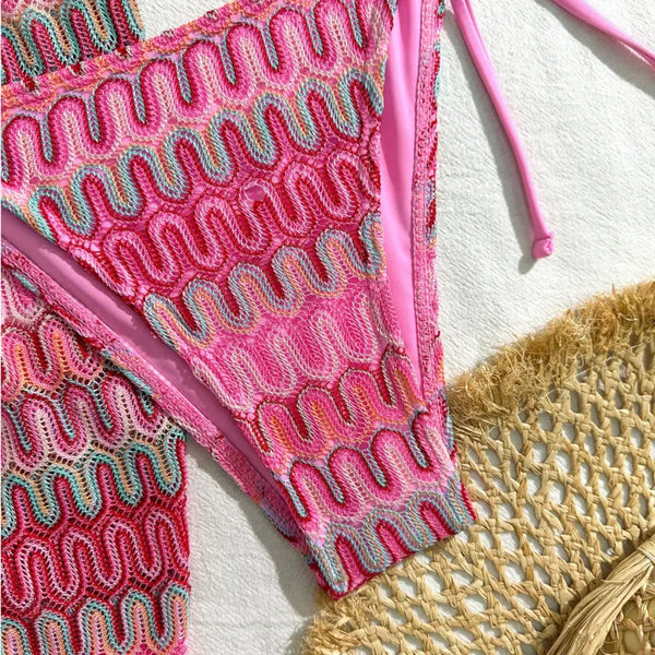 Womens Three Piece Bikini Set Brazilian Cover Up Swimsuit Beach 2026