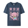 Kawaii Axolotl Eating Ramen Noodles T Shirt Autumn Hip hop