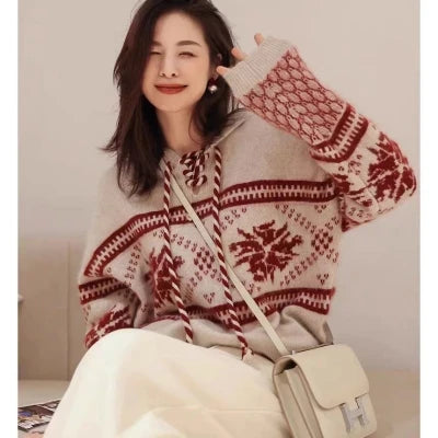 Womens Cashmere Sweater Hooded Oversized Pullover Pure Wool Plus Size