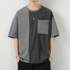 Mens Oversized Contrast Color Tee Cotton Hip Hop Streetwear Shirt