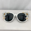 Rhinestone Crystal Sunglasses Floral Design