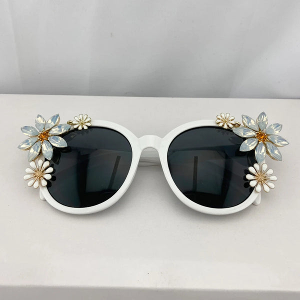 Rhinestone Crystal Sunglasses Floral Design