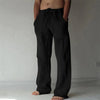 Men's Cotton Linen Long Pants Solid Color Breathable Linen Trousers