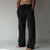 Men's Cotton Linen Long Pants Solid Color Breathable Linen Trousers