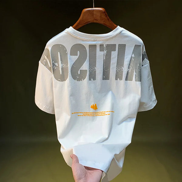 Mens Oversized Graphic Tee Breathable Cotton T Shirt Casual