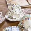 Flowers Ceramic Coffee Mug with Saucer Vintage Afternoon