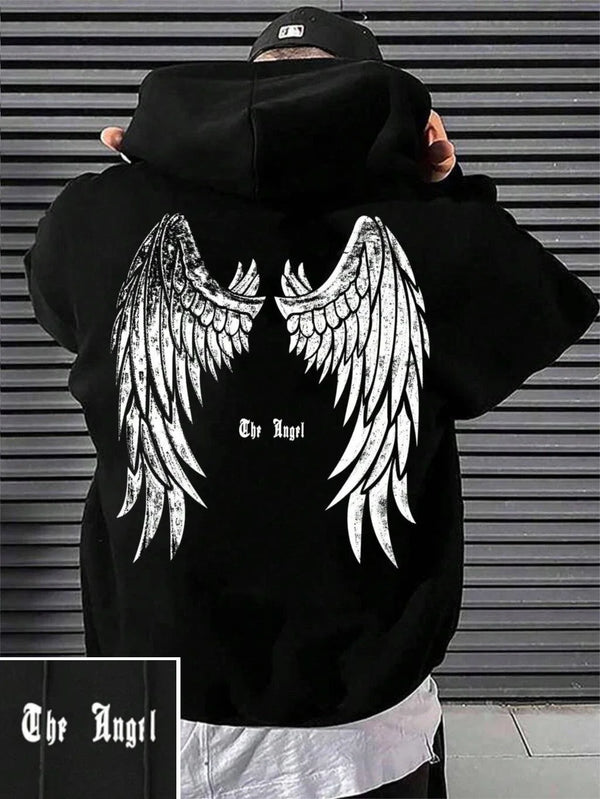 Angel Print Hoodie Men Loose Comfort Fall Wear