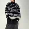 Unisex Y2K Color Block Cardigan Zip Up Retro Knit Couples Matching