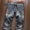 Men Vintage Cargo Biker Jeans Stretch Moto Denim Pants
