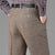 Men Fleece Lined Wool Dress Pants High Waist Winter Business Slacks