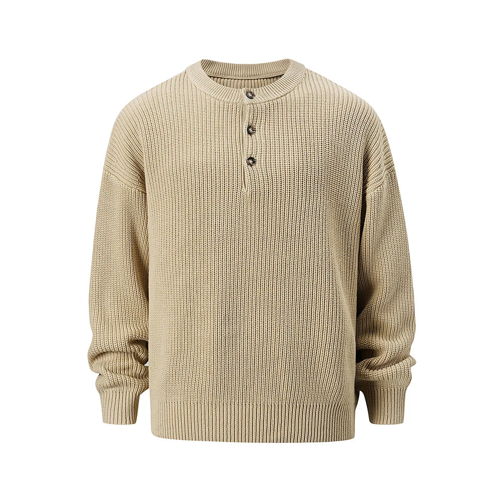 Men's Solid Color Crew Neck Knitted Sweater