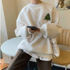 Womens Christmas Embroidered Fleece Hoodie Oversized with Bag