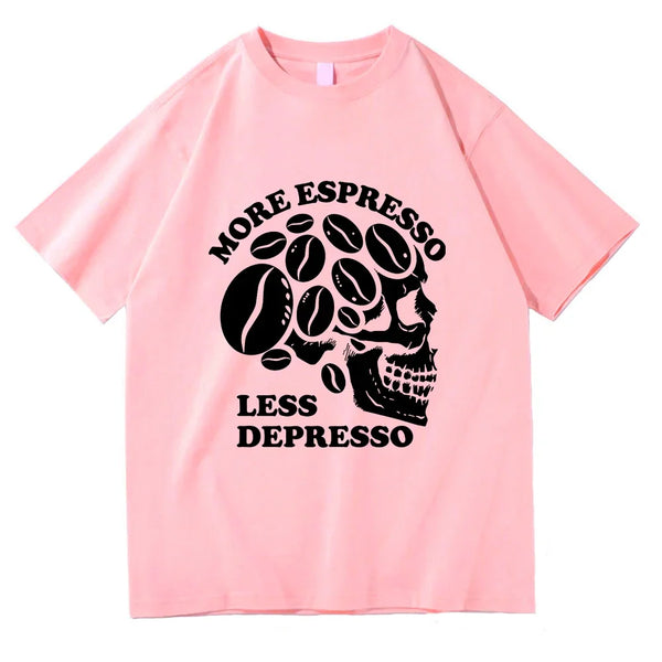 "More Espresso Less Depresso" Skeleton Coffee T-Shirt Men
