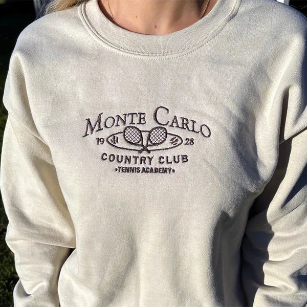 Monte Carlo Country Club Vintage Embroidered Fleece Sweatshirt