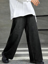 Mens Wide Leg Jeans Black Raw Hem Relaxed Fit Loose Denim Pants