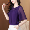 Half Sleeve Chiffon Blouse Women Loose Summer Pullover Top
