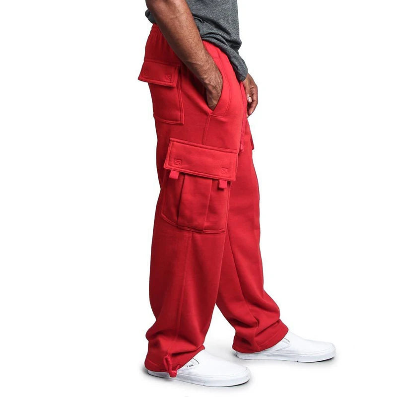 Men's Oversized Straight Fit Joggers with Pockets