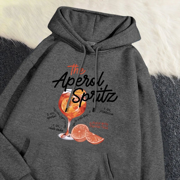 Winter Hoodie The Aperol Spritz Retro Cocktail Printing Sweatshirt