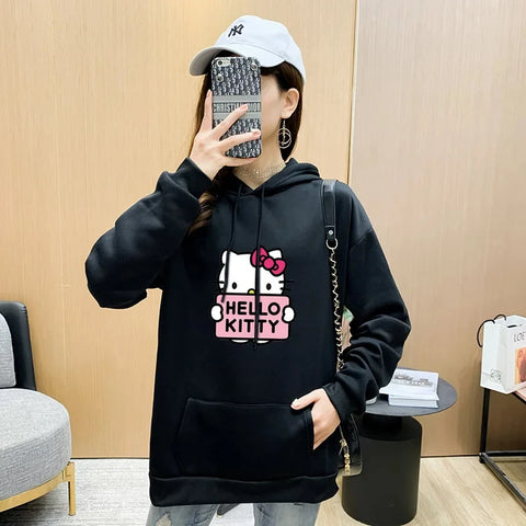 2024 New Casual Women's Sweatshirts Sanrio Hello Kitty Kawaii Tops Cute Hoodies