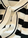 Womens Shawl Collar Layered Knit Top Striped Contrast