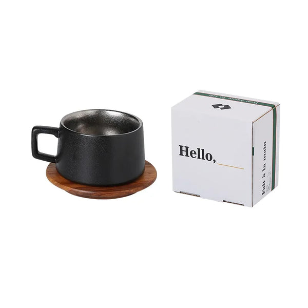 Ceramic Set Gift Box Gift Solid Wood Cup Coffee Mug Drinking Utensils 230ML