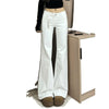 White Micro Flare Jeans Women High Waist Slim Fit Fall Winter