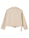 Khaki Bomber Jacket Women Wool Blend Belted Coat Fall Winter Warm