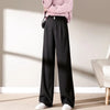 Womens Wool Pants High Waist Straight Leg Thickened Winter Trousers